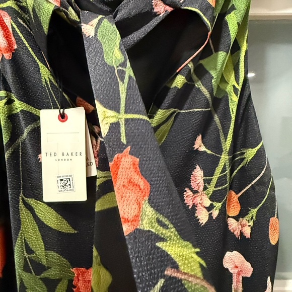 Ted Baker NWT size 4 Cowl Neck Black Floral Slip Midi Maxi Dress sleeveless - Picture 14 of 14